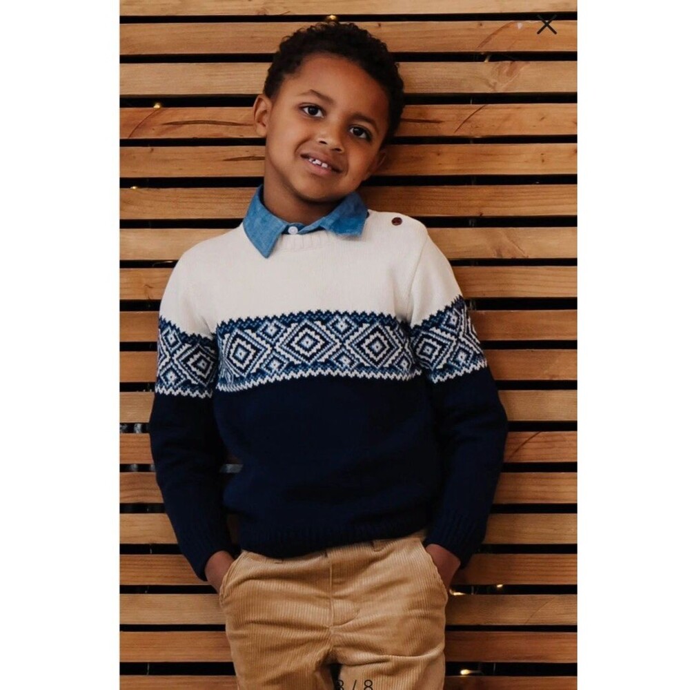 Hope & Henry  Boys Sweater Large Organic Cotton Long‎ Sleeve Intarsia Pullover - Picture 4 of 12